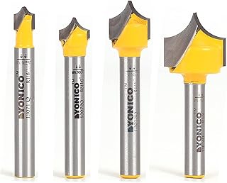 YONICO Groove Point Cutting Roundover Router Bit 4 Bit Set 1/4-Inch Shank 13470q