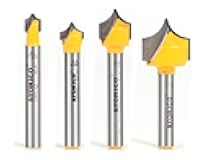 Groove Point Cutting Roundover Router Bit 4 Bit Set 1/4-Inch Shank 13470q