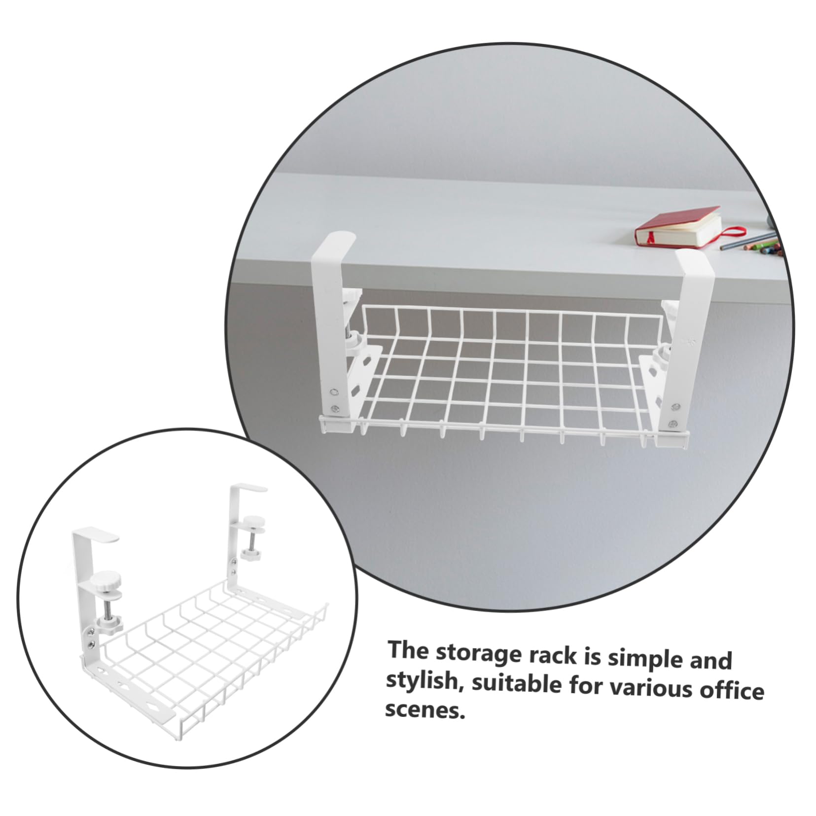 Range-câbles sous Bureau sans Perçage en Fer Blanc, Large Capacité