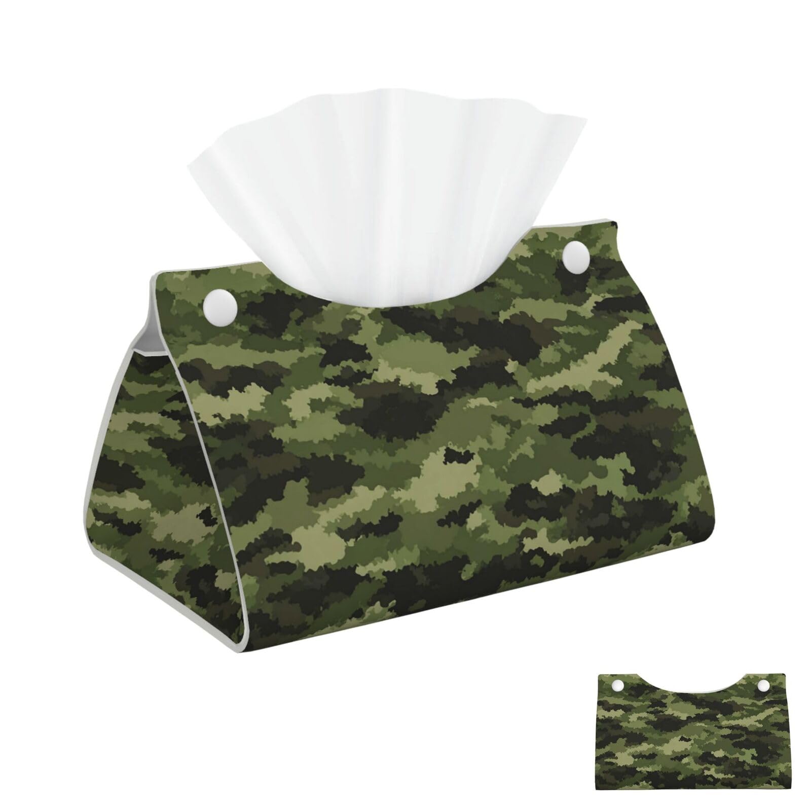 Green Military Camo Tissue Box Cover Square Cube Boxes
