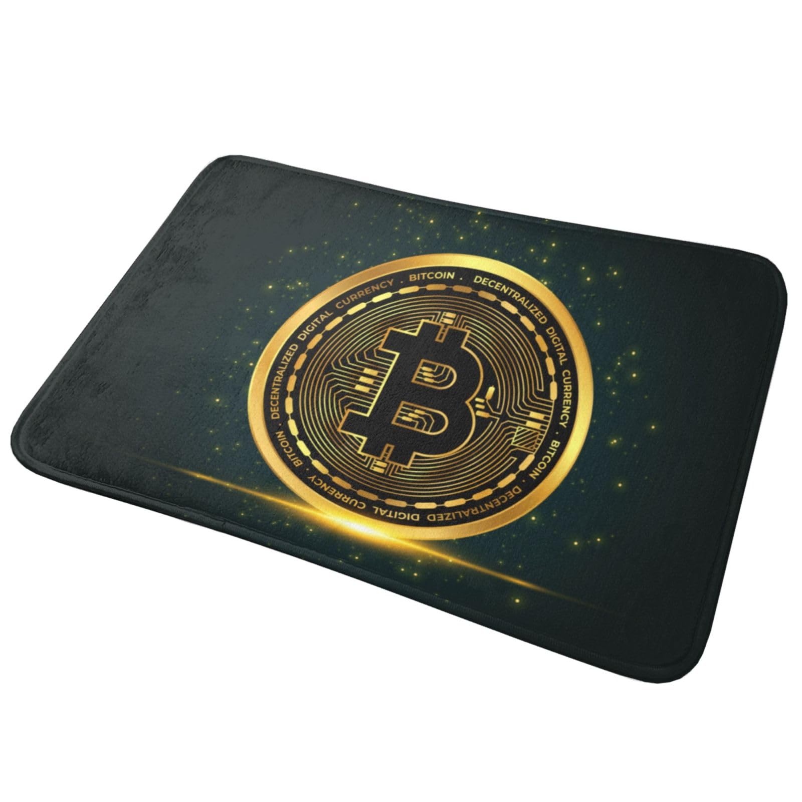 BTC Bitcoin Bathroom Rugs Crypto Currency Golden Bath Rug 16 x 24 Inches, Non Slip Bath Carpet, Area Mat Home Decor Accessories for Shower Floor Tub Bedroom Kitchen