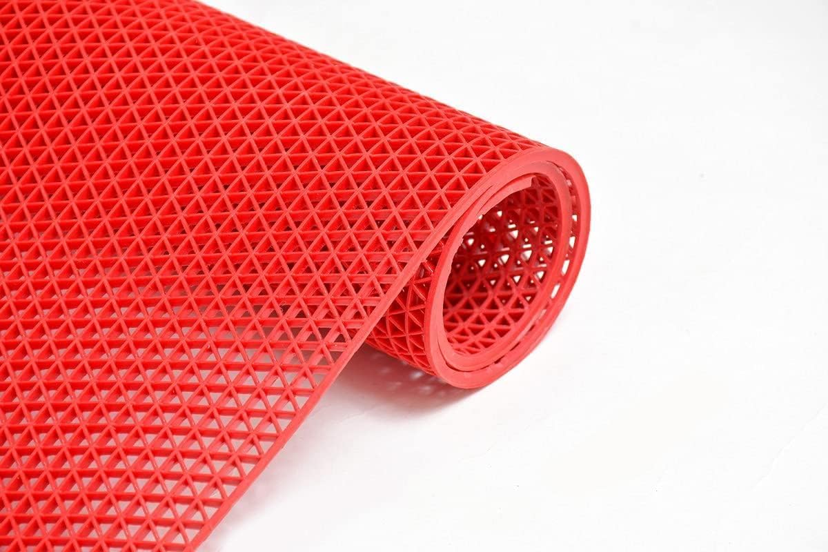 AZWIAN Anti Skid PVC Rubber Mat for Floor Home Entrance Doormat Waterproof Mud Dirt Trapper Indoor Outdoor Floor Carpet Plastic Non Slip for Hotel, Office(16x24 Inch)|| Red-image-31
