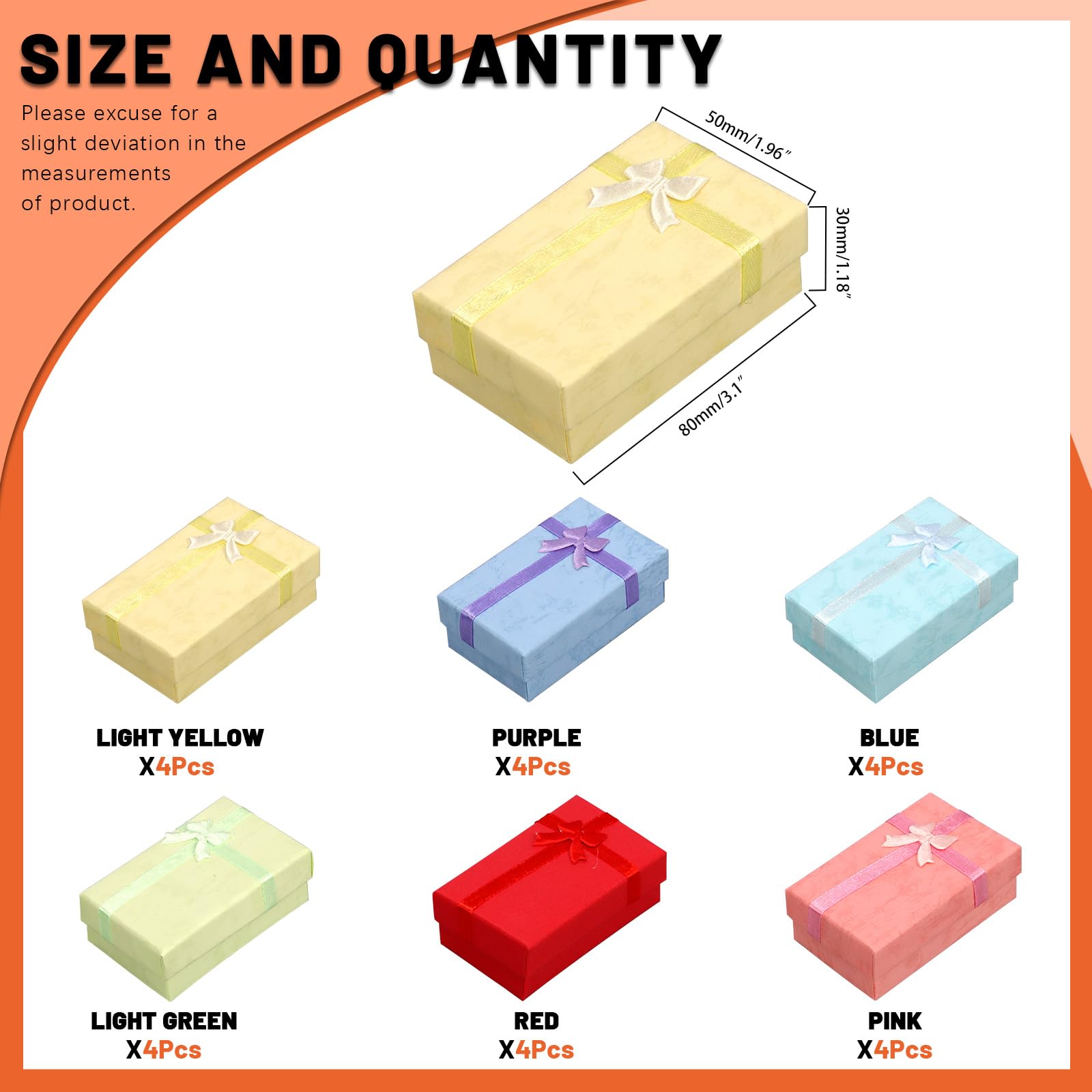 Tanstic 24Pcs Jewelry Gift Boxes Set, 3.2 x 2 x 1.1 Inch 6 Colors Cardboard Jewelry Boxes Small Gift Boxes for Rings Pendants - Image 2