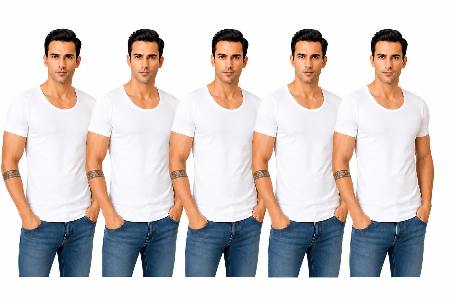 kothari Men's Cotton Ribbed Vest Round Neck Gym Vest Soft Breathable Innerwear Stretch Comfortable Casual Undershirt Pack of 5 XXL White-picture-19