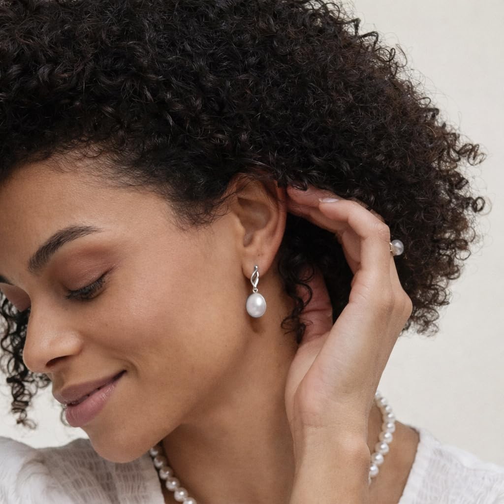 THE PEARL SOURCE AAAA Quality 14K Gold Plated Freshwater Real Pearl Earrings for Women | Hypoallergenic Earrings with Genuine Cultured Pearls Pearl Gifts for Anniversary