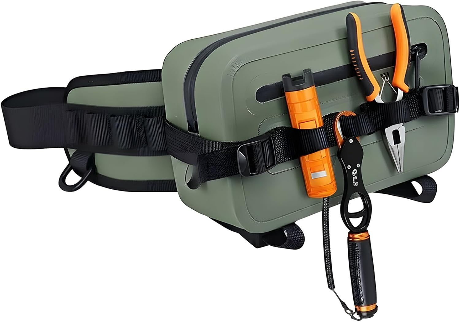 Waterproof Fishing Fanny Pack,TPU Long-Term Fly Fishing Bag with Rod Holder,Adjustable Belt,Molle Webbing,D-Ring,8.5x6x3 in Lightweight Fishing Waist Pack for Outdoor