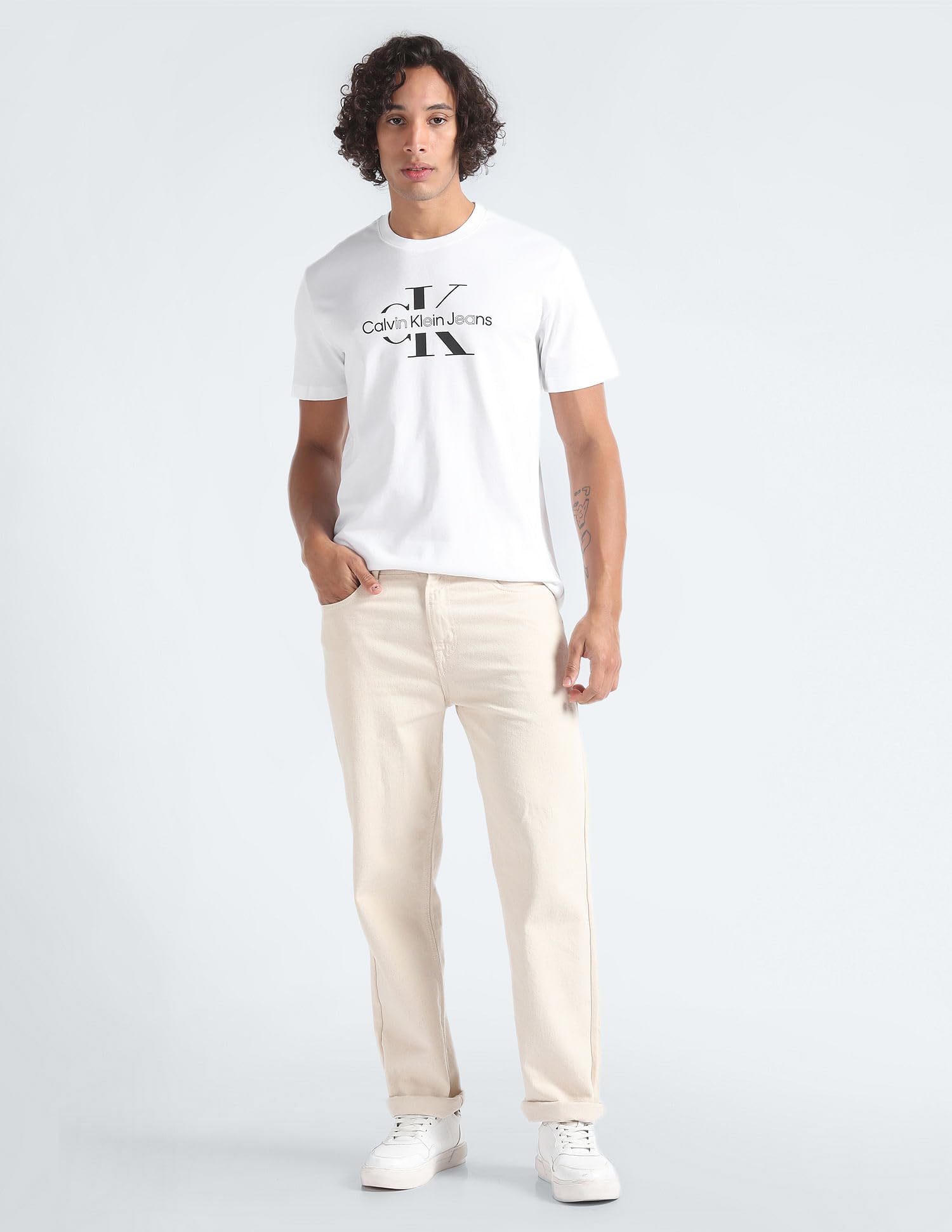 Calvin Klein Disrupted Outline Monologo tee J30j325190 Camiseta con diseño de monográfico Hombre