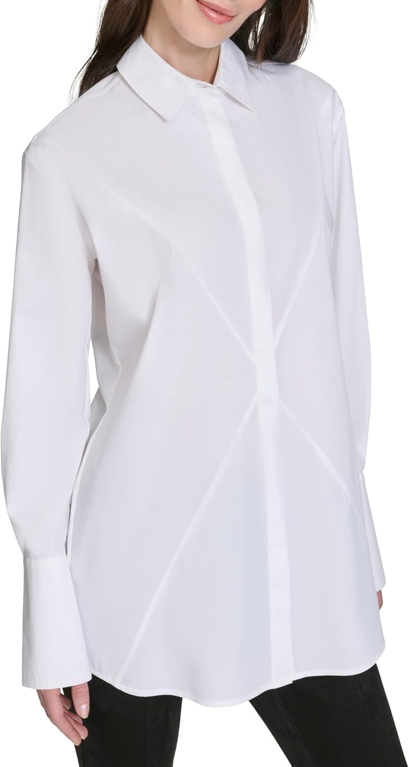 Halston Womens Long Sleeve Dress Shirt Coss Seamed - Image 3