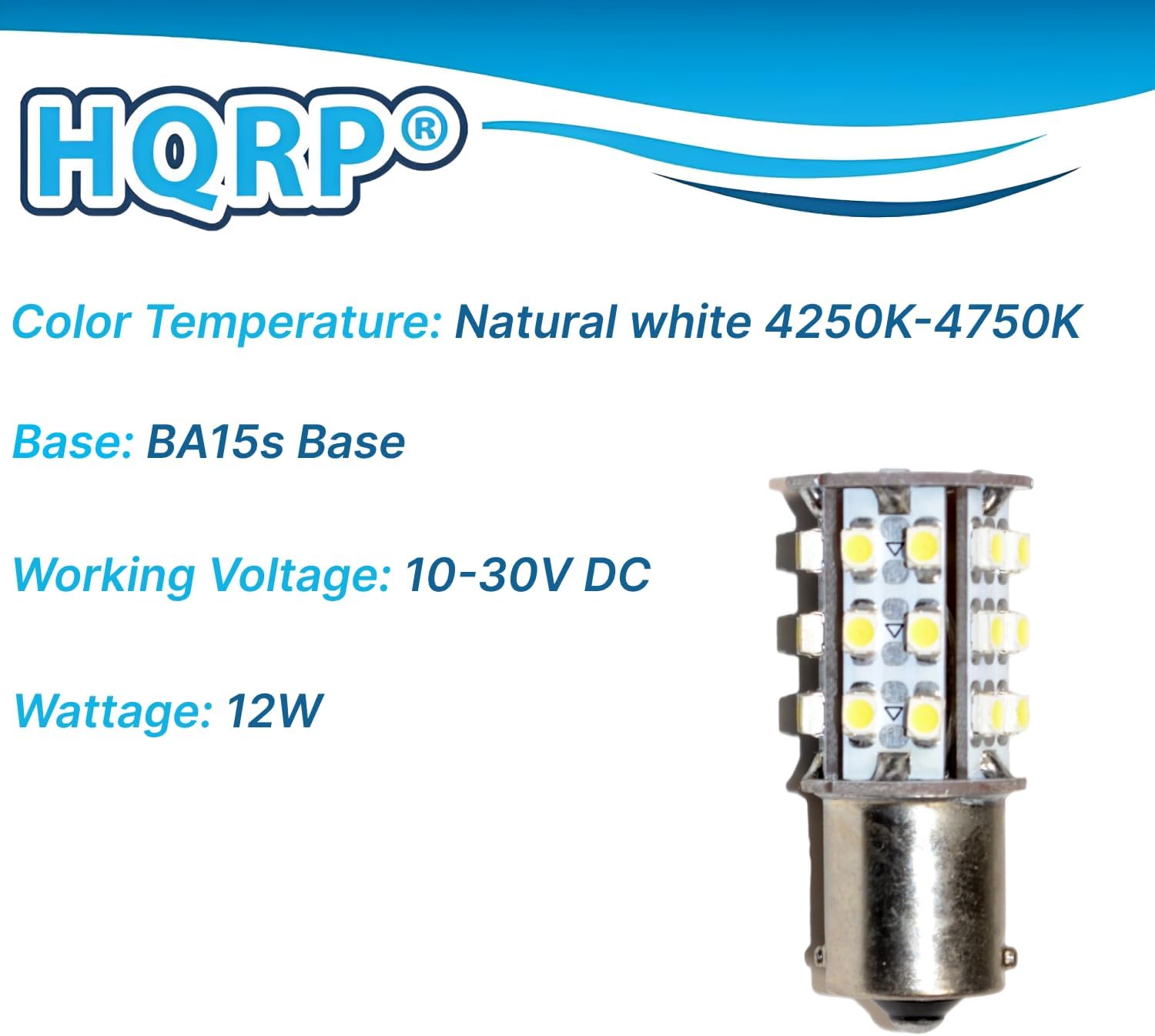 HQRP 10-Pack BA15s Bayonet Base 30 LEDs SMD 3528 LED Bulb Natural White Compatible with #1141#1156 Hurricane 31J Four Winds RV Motorhome