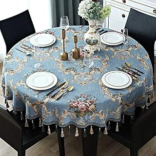 Brandless Vintage Chenille Tablecloth For Large Round Table High-end Tassel Lace Edge Tablecloths Floral Weave Round Table Cloth Cover Towel