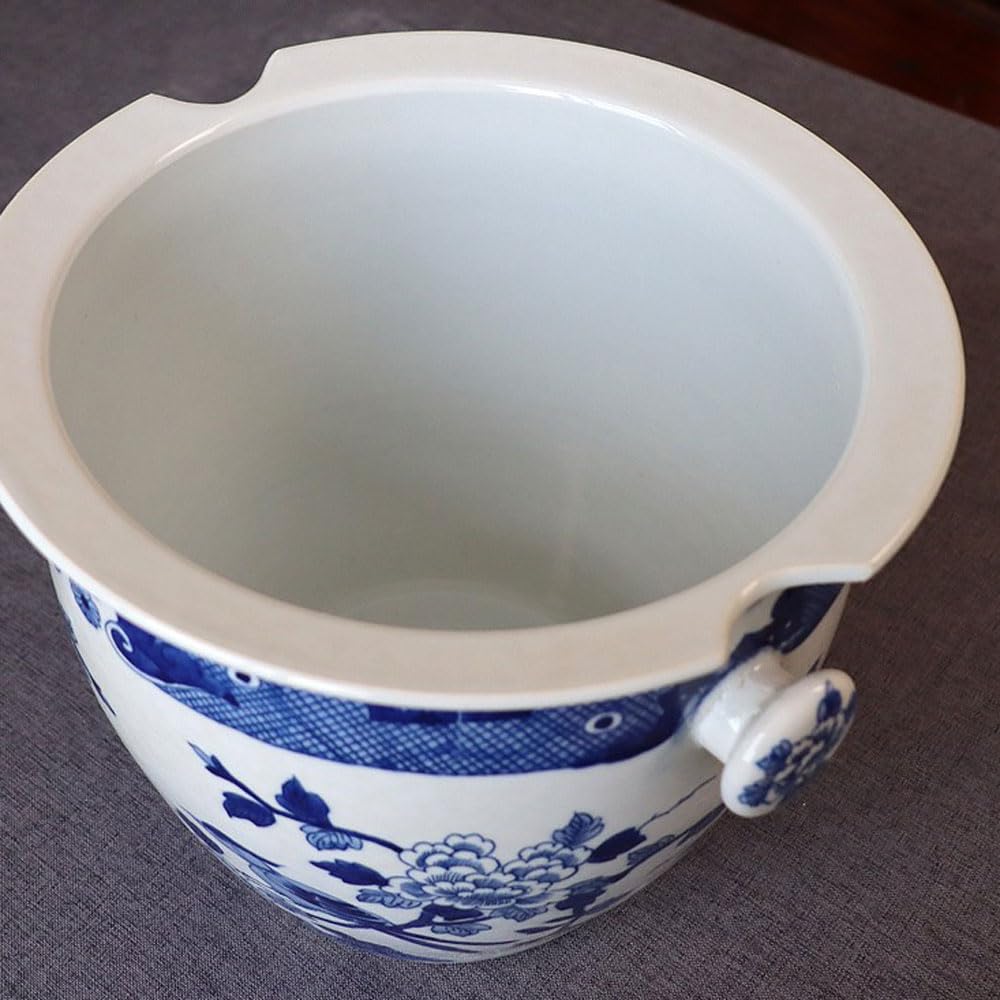 Niebieska i biała porcelanowa doniczka z obuuszną doniczką urną doniczka ceramiczna niebieska i biała doniczka na kwiaty astetyczna dekoracja pokoju niebieska i biała porcelanowa dekoracja