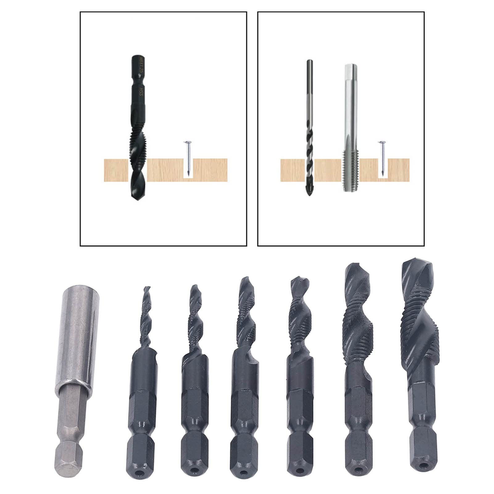 Set di punte per trapano con codolo esagonale, trapano combinato professionale 3 in 1 set di punte per piastrelle per ghisa, vetro, mattoni, cemento, legno, plastica, cemento