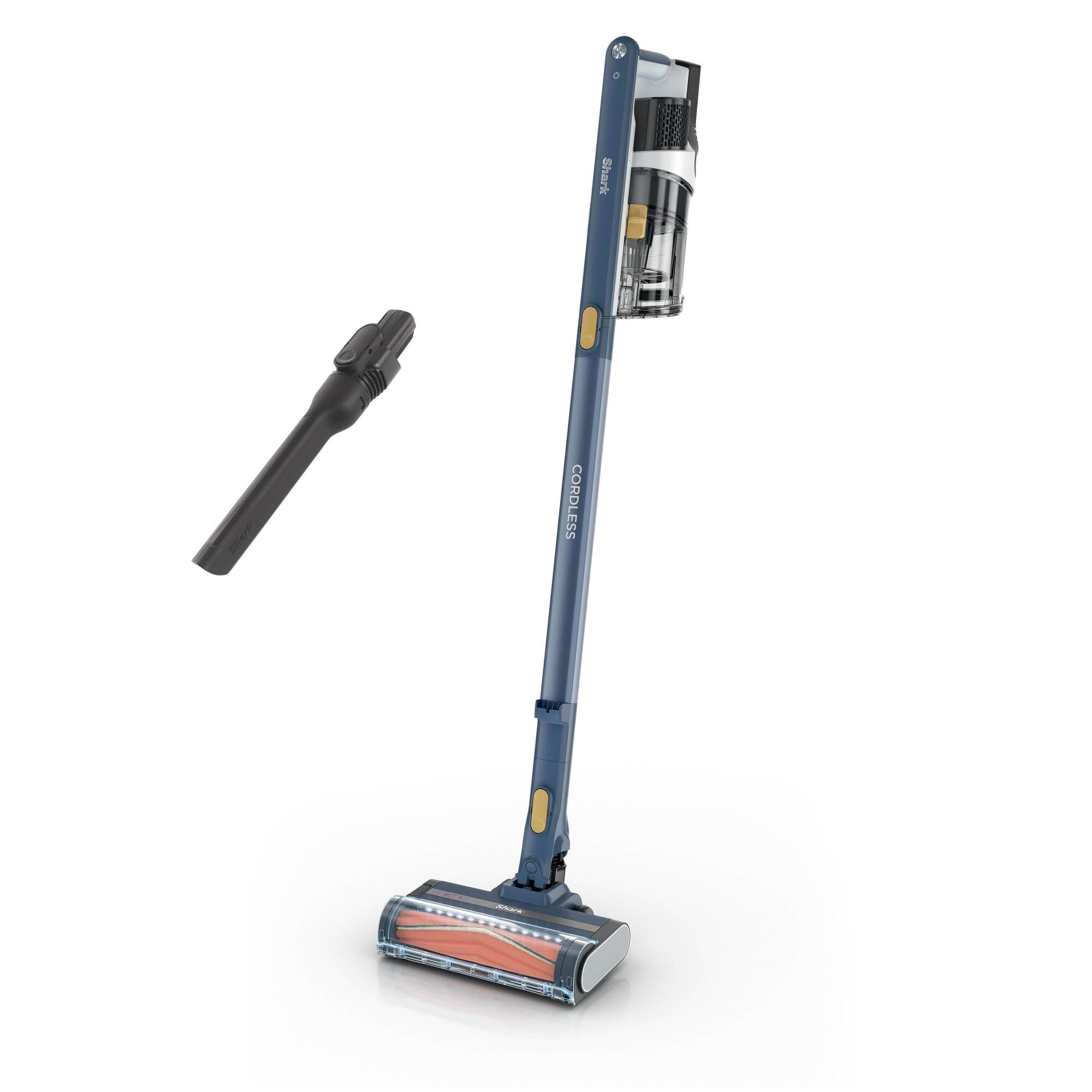 Shark aspiradora sin Cable, succión Potente, Anti Hair Wrap, FloorDetect, TurboPro Detect, hasta 40 min de autonomía, Boquilla Estrecha, HEPA + Anti-Allergen Complete Seal, Luces LED, Azul, IY143HEU