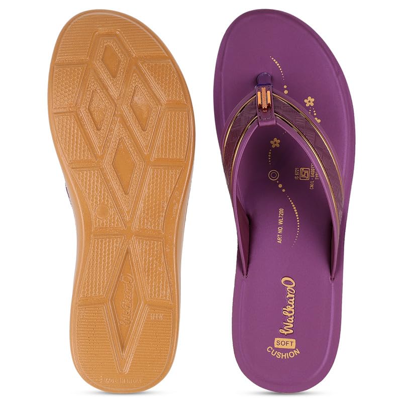 Image of WALKAROO Women's Comfortable Sandal,Textured V-Strap,Lightweight Wedge Sole|Walking,Outdoor, Travel, Shopping, Regular Use Sandals |WL7200