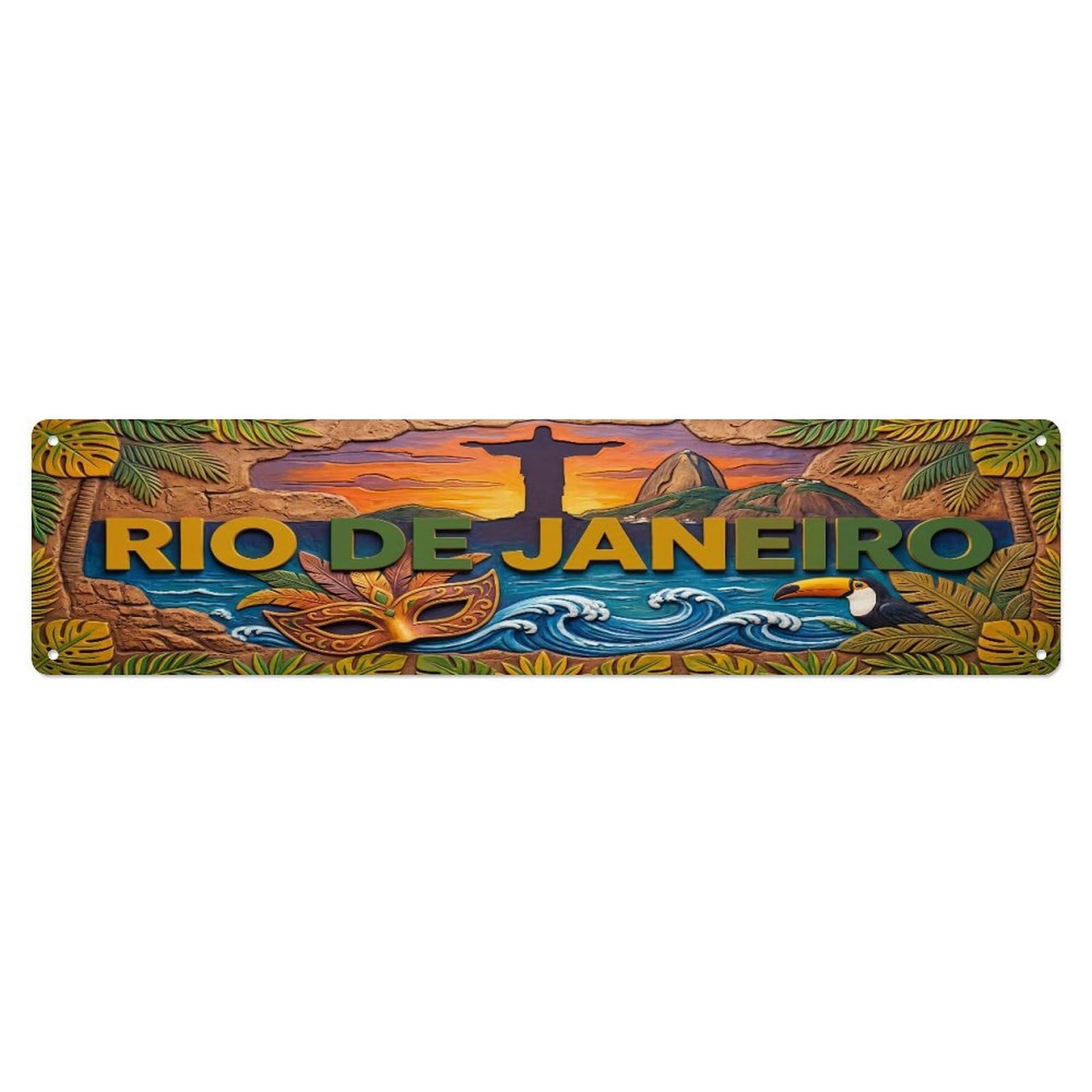 Xanthor Style Metal Tin Sign Vintage Rio Brazil Flag Pattern