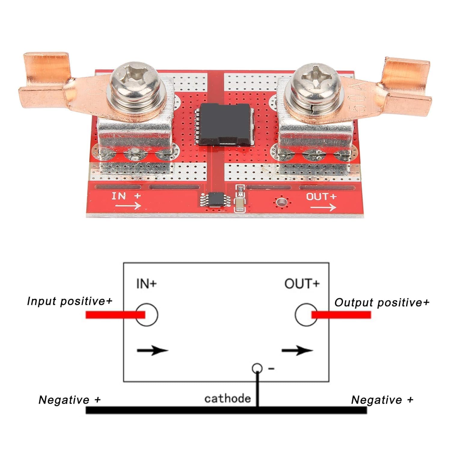 Ideale Diode 50A, Klassische Diode Solardiode 9-70V mit Rückstromschutz, 1200W Hochleistungsdioden zum Ladeschutz vor Bewässerung, für Solaranlagen, Batterieladegeräte