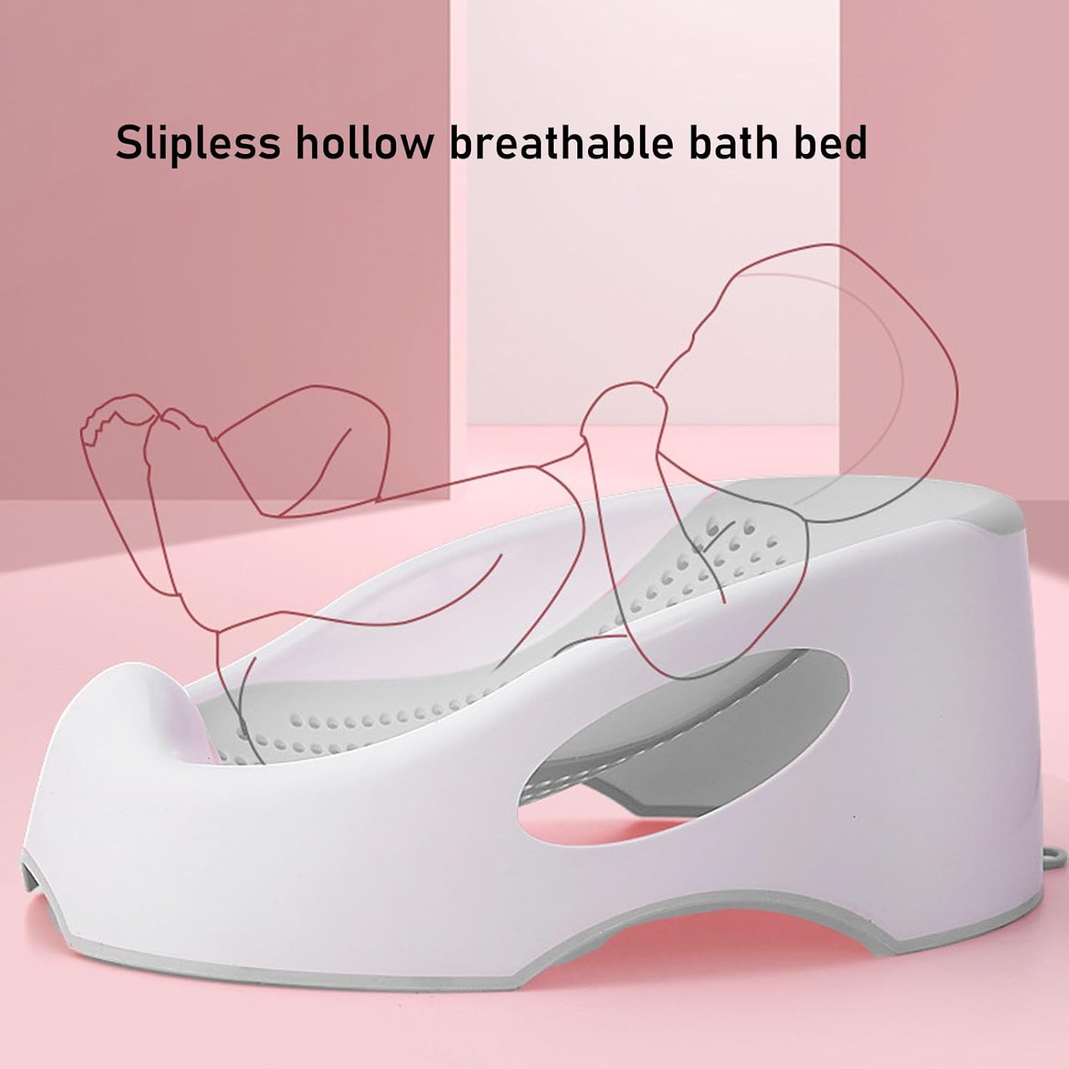 Baby Bath Support, Portable Foldable Slipless Bath Tub Support Lying Bathing Mat, with Slipless Pad Bath Net, for Newborn Infant (Light Grey)