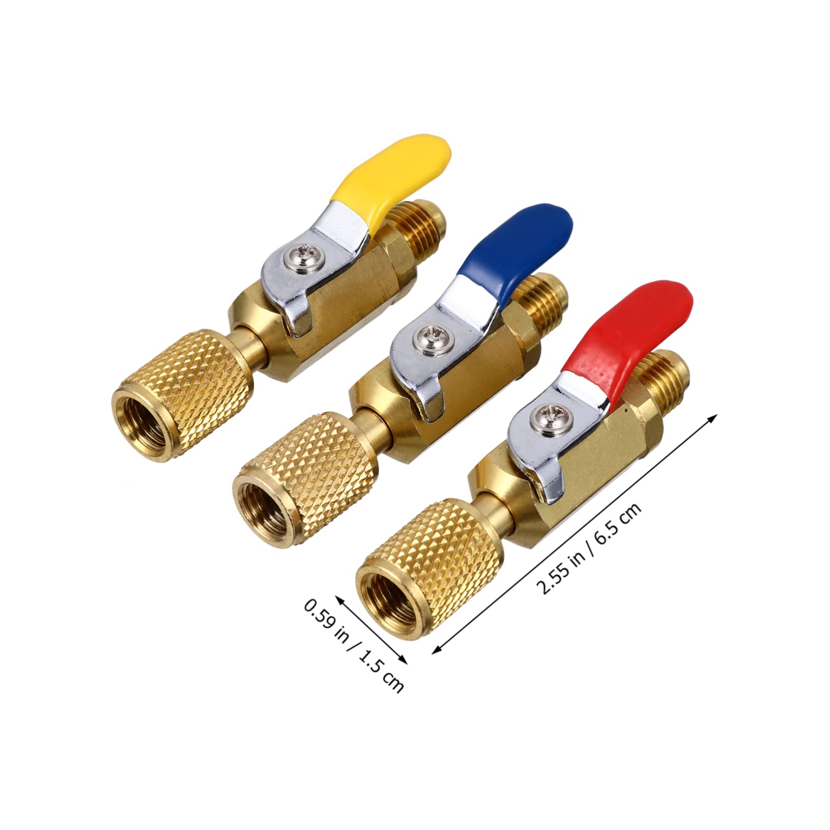 OUNONA Valvola a Sfera Compatta On-Off in Ottone per Accessori Climatizzazione, Attacco Dritto per Gas Refrigerante, 3 Pezzi