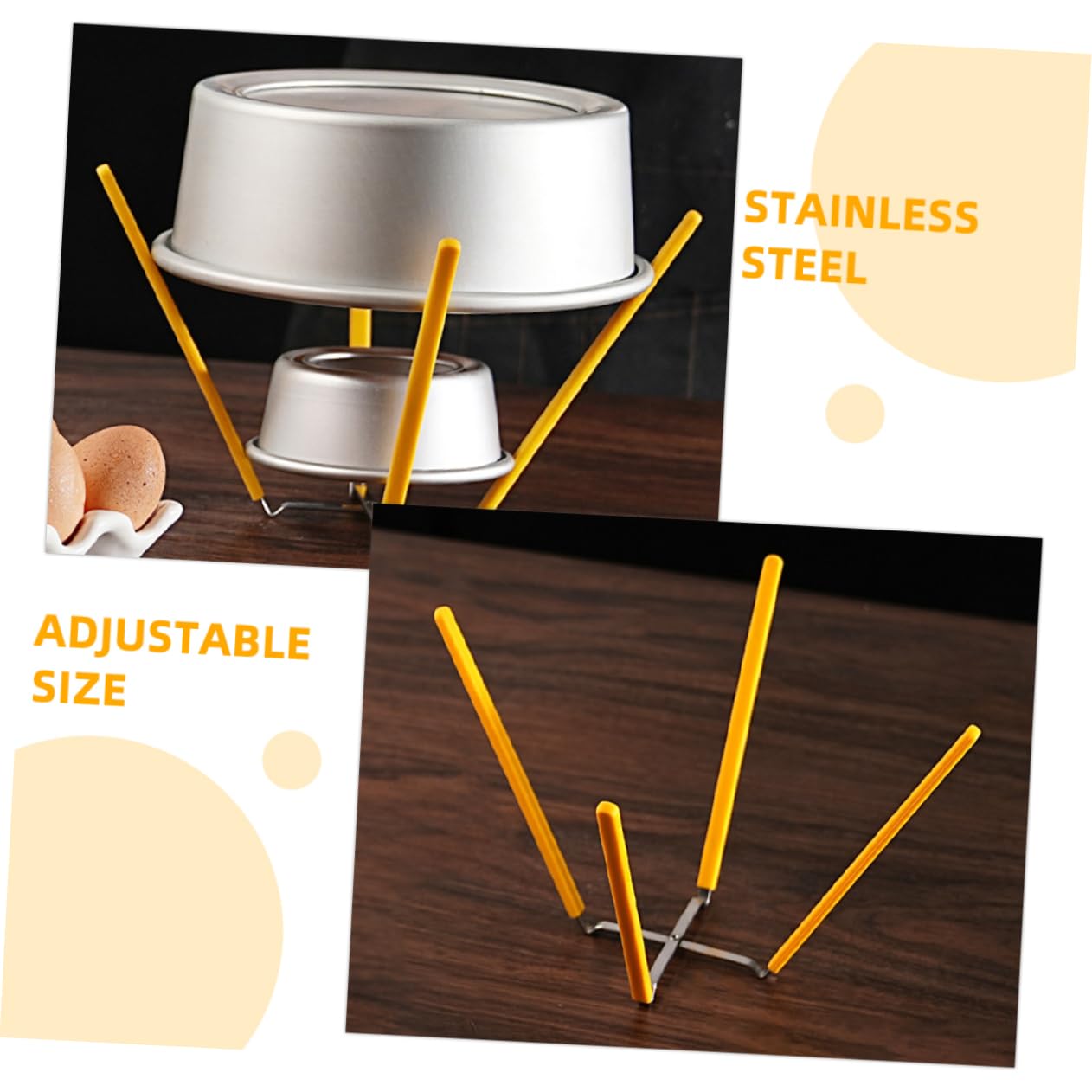 Rejilla para Enfriar Pasteles de Chifón de Acero Inoxidable y Silicona, Plegable Diseño de Cuatro Patas Antideslizante, 2 Piezas para Hornear y Enfriar