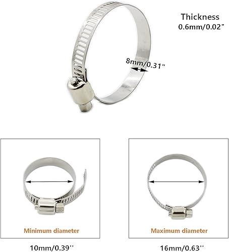 Miniatura 2 de 20 abrazaderas de cable, abrazaderas ajustables de acero inoxidable 304 para conductos, abrazadera de tubo, abrazadera de conducto de aire,