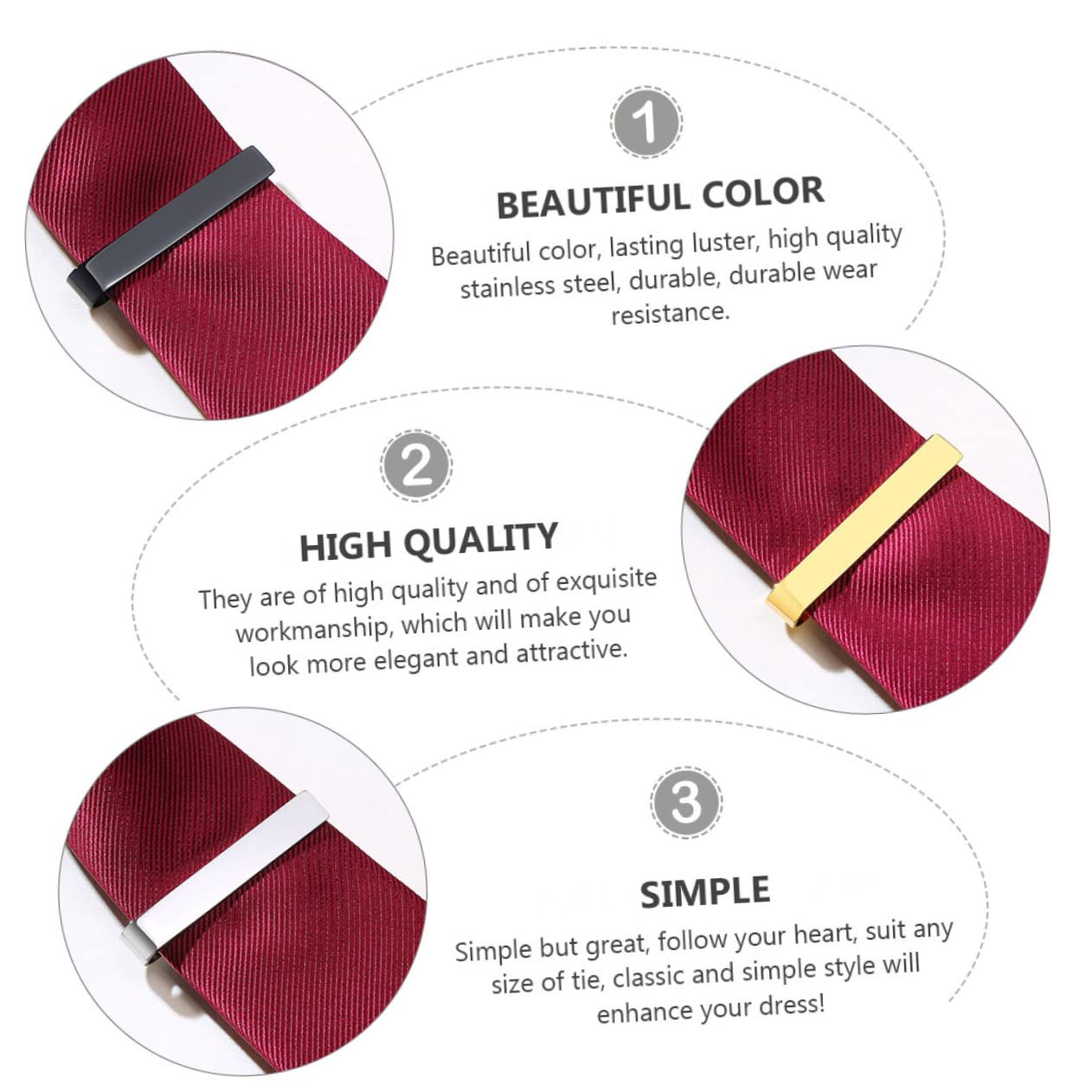 Ipetboom Clip Metal Alfileres De Necktie Negocios Simple Accesorios De Hombres Negro Dorado