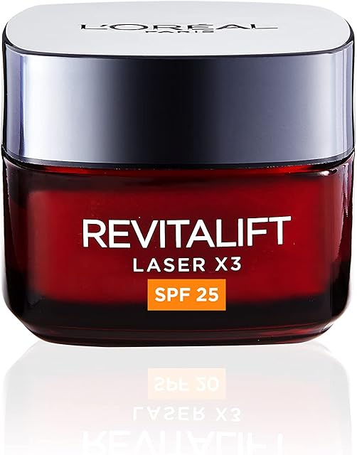 L'Oreal Paris Revitalift Laser Face Moisturiser With SPF 25, X3 Triple Action Anti-Ageing Day Cream With Pro Retinol, Hyaluronic Acid and Vitamin Cg - 50ml
