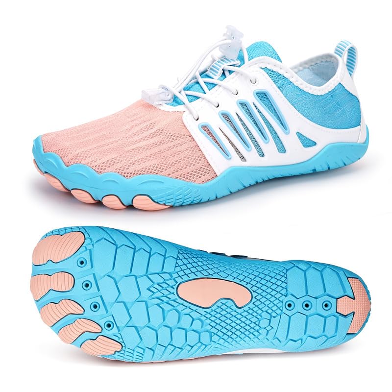 Image of Hike Barefoot Water Shoes for Women Men Footwear, Quick Dry Wide Toe Box Pro Beach Swim Athletic Sports Shoes, Non-Slip Lightweight Aqua Shoe for Pool Hiking Walking Kayaking Diving Surfing