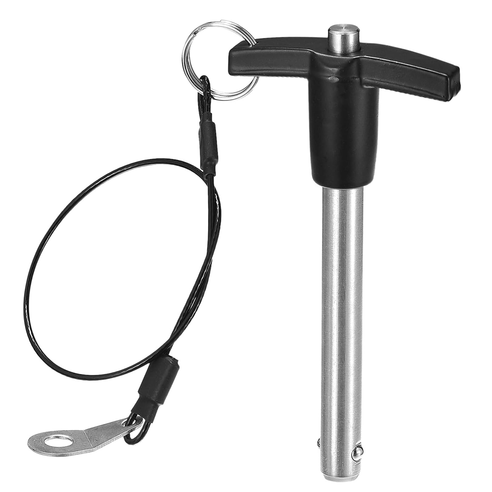 TA-VIGOR T Handle Lock Pins, 9.5mm Dia 70mm Length Stainless Steel Push-Button Quick Release Ball Locking Pin with Lanyard Cable for Speaker Aviation Gym Machine — image 1
