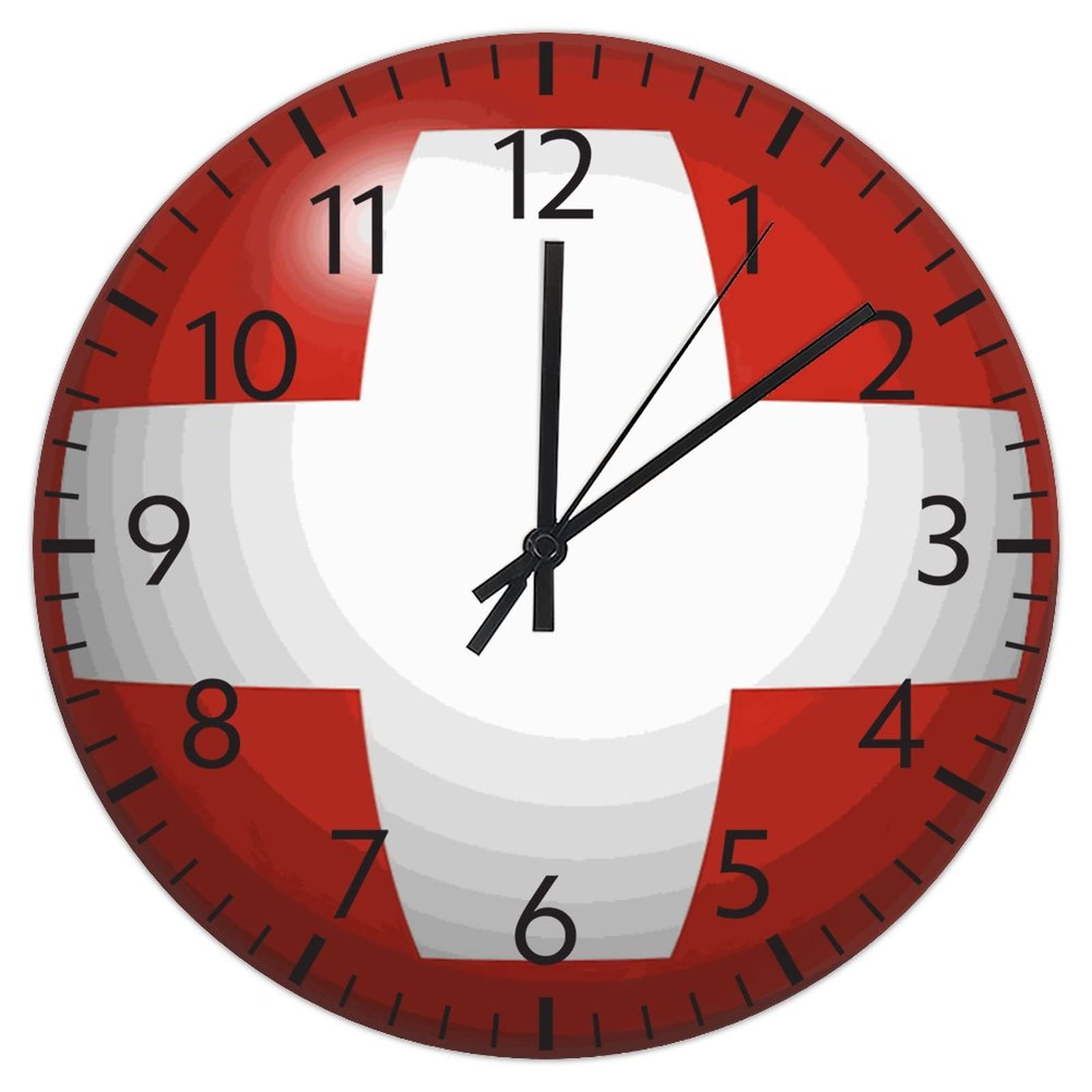 Horloge silencieuse sans tic-tac avec drapeau Suisse en PVC pour bureau