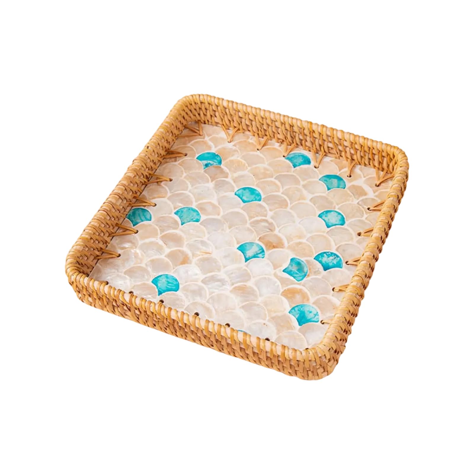 Tsophreniq Rattan Tray with Large Capacity Designs for Serving At Gatherings and Picnics Storage Solution Home Decoration Tray