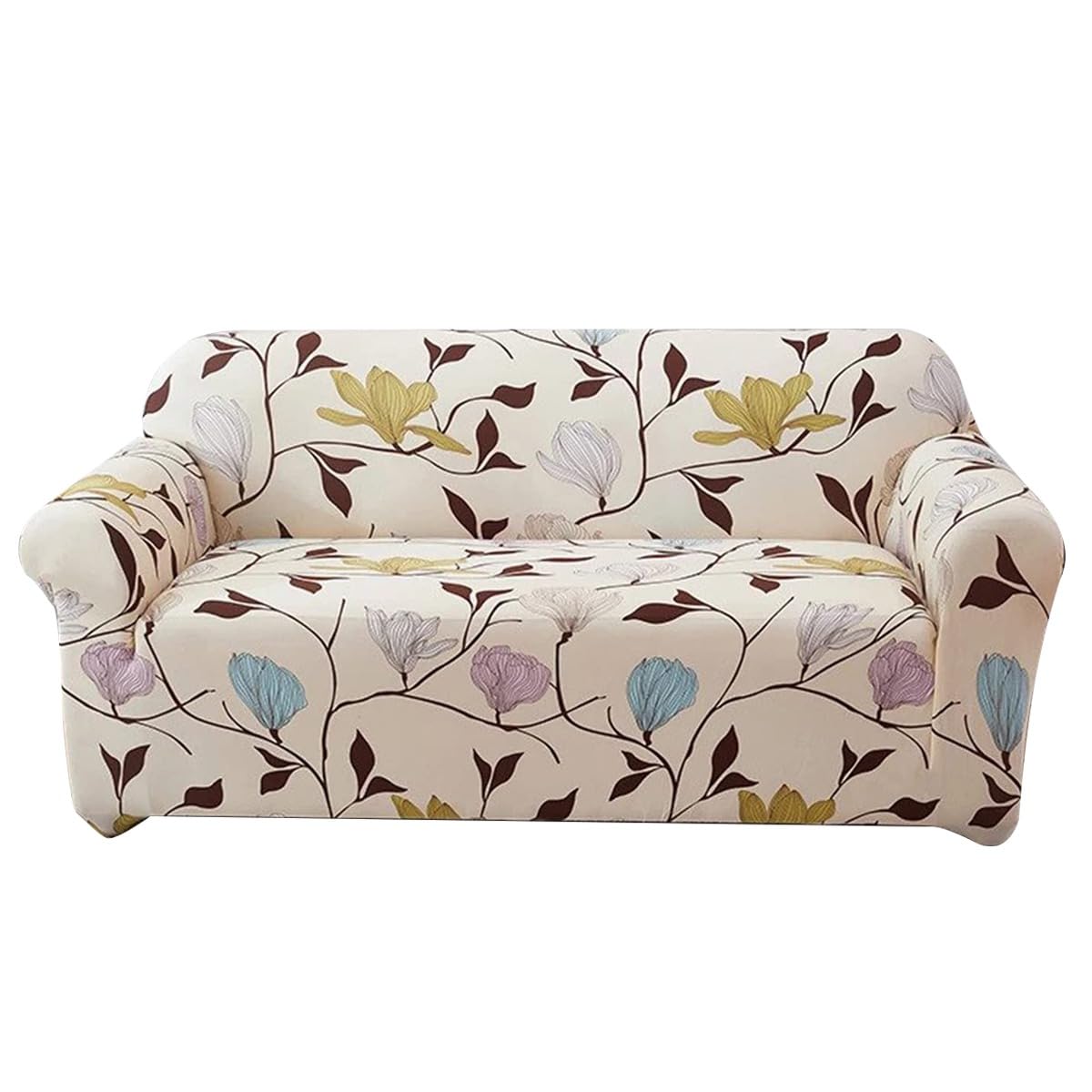 B BESTILO Universal Polyester Blend & Spandex Sofa Cover Big Elasticity Cover for Couch Flexible Stretch Sofa Cover | 120 GSM (Cream Brown Leaf, Triple Seater (185-230cm)) (B0D5BB19GF) Amazon Price History, Amazon Price Tracker