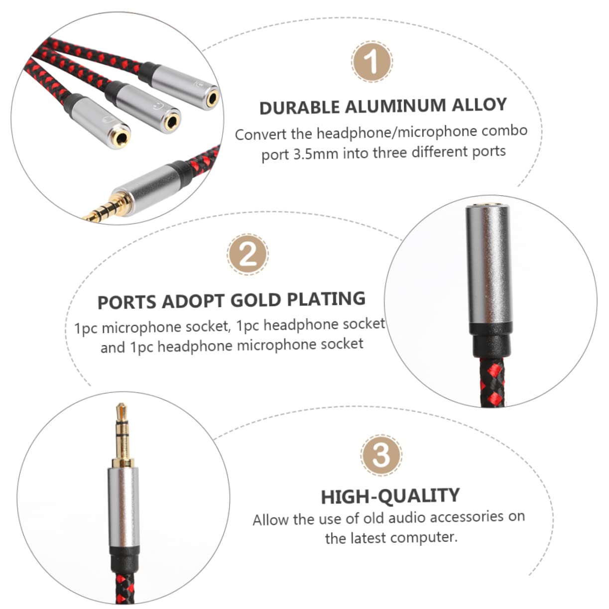 DOITOOL 3piezas Divisor De Audio y Adaptador De Auriculares Compacto para Compartir Sonido Viajes y Salidas Compatible y Dispositivos Portátiles