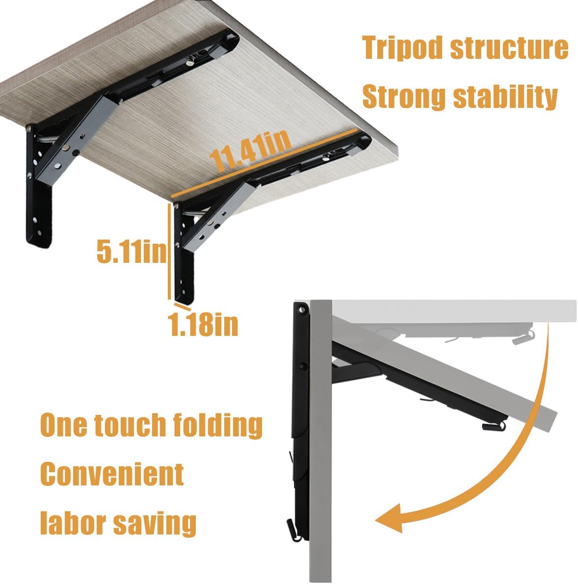 Wall Table Fold Down Hinge,90 Degree Self-Locking Folding Hinge,Save Space Drop Leaf Table Hinges,Shelf Brackets Locking Hinges 90 Degree for Wall Folding Racks,etc