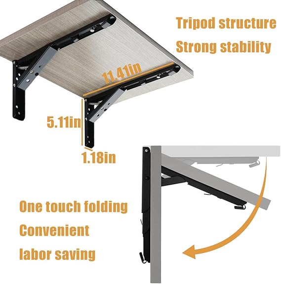 Wall Table Fold Down Hinge,90 Degree Self-Locking Folding Hinge,Save Space Drop Leaf Table Hinges,Shelf Brackets Locking Hinges 90 Degree for Wall Folding Racks,etc