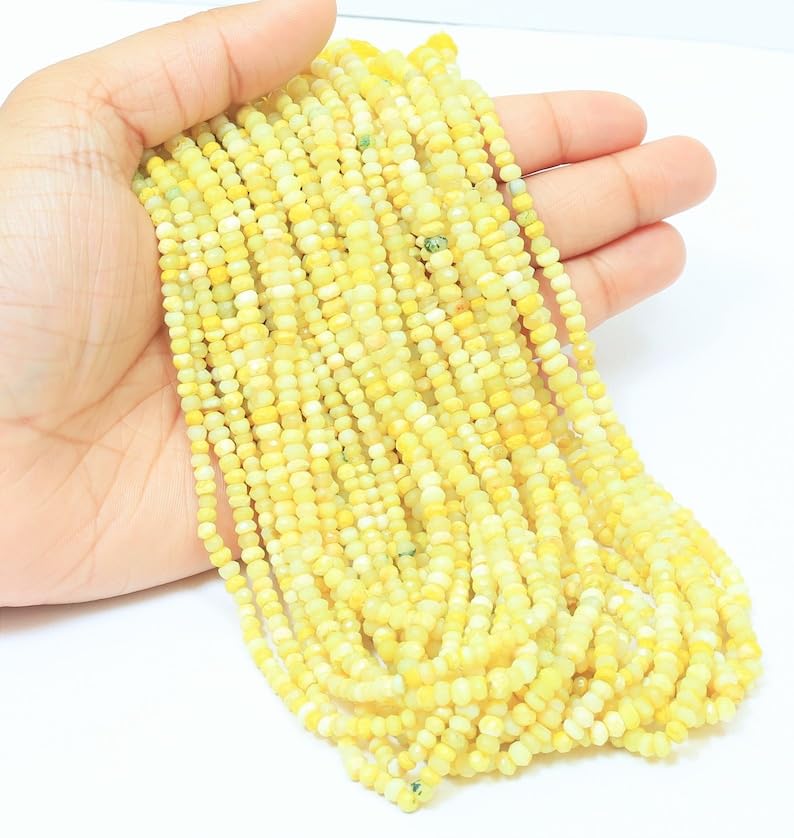 Perles opale jaune à facettes en pierre naturelle de qualité pour bijoux fins