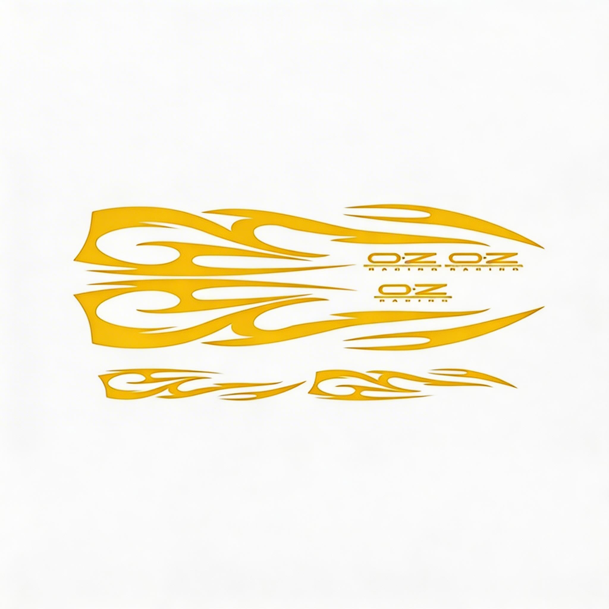 Adesivo Auto Fiamma 3D - Decalcomania Laterale Sportiva in Vinile Impermeabile - Decorazione Tuning per Carrozzeria e Golf Cart - Facile da Applicare, Colore Giallo
