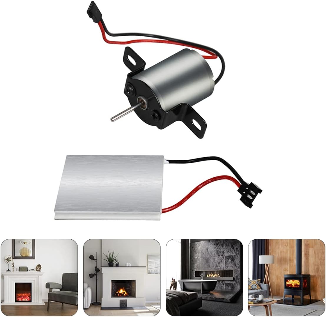 3sets Fireplace Fan Accessories Set Blower Motor and Generator Sheet for Repairing Fireplace Fans Material Easy Installation Compatibility