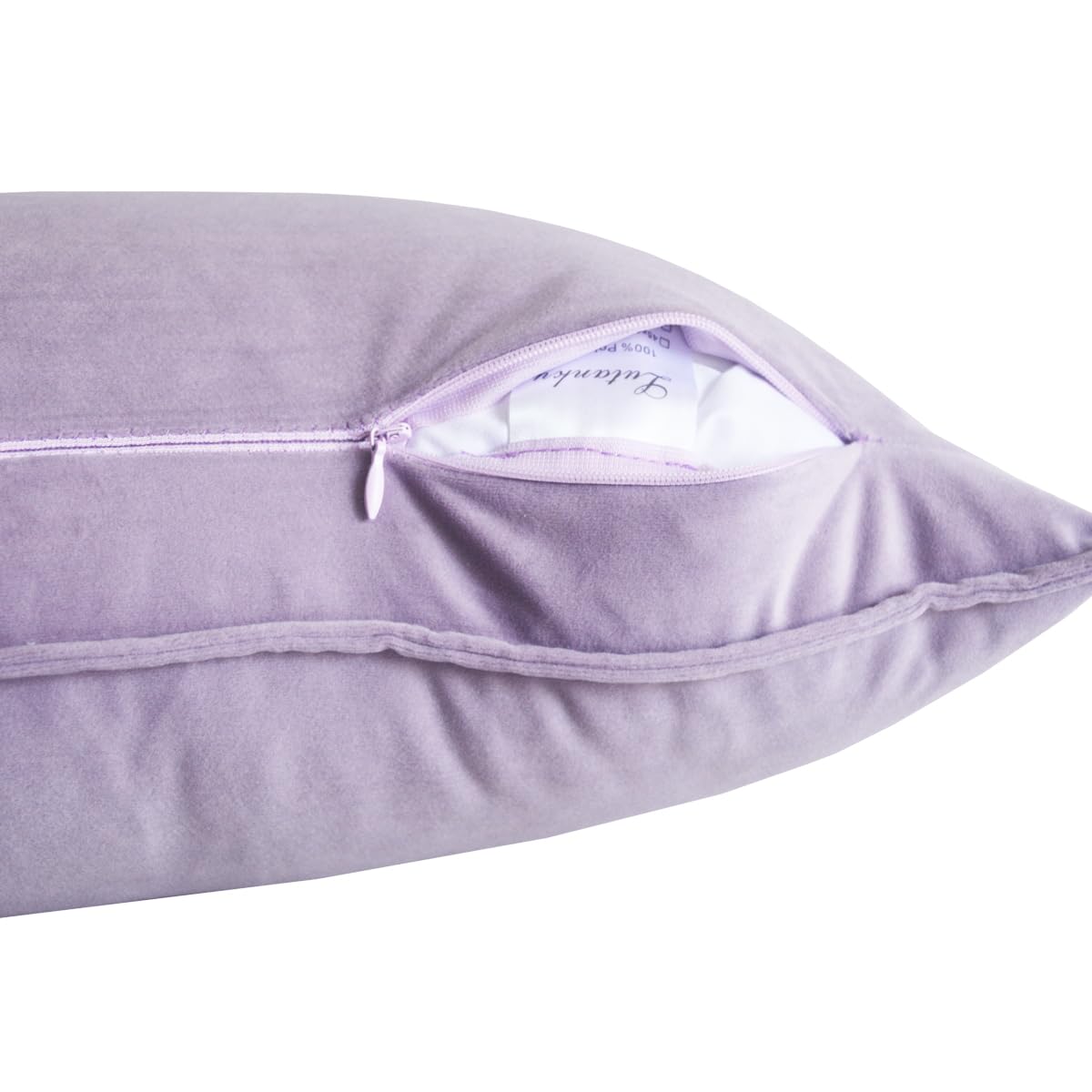 Lutanky Taro Purple Velvet Cushion Covers 30 x 50 cm Decorative Rectangle Throw Pillow Covers (Pack of 2) Soft Oblong Piped Pillowcases for Sofa Bedroom with Invisible Zipper 12x20 Inch - Image 4