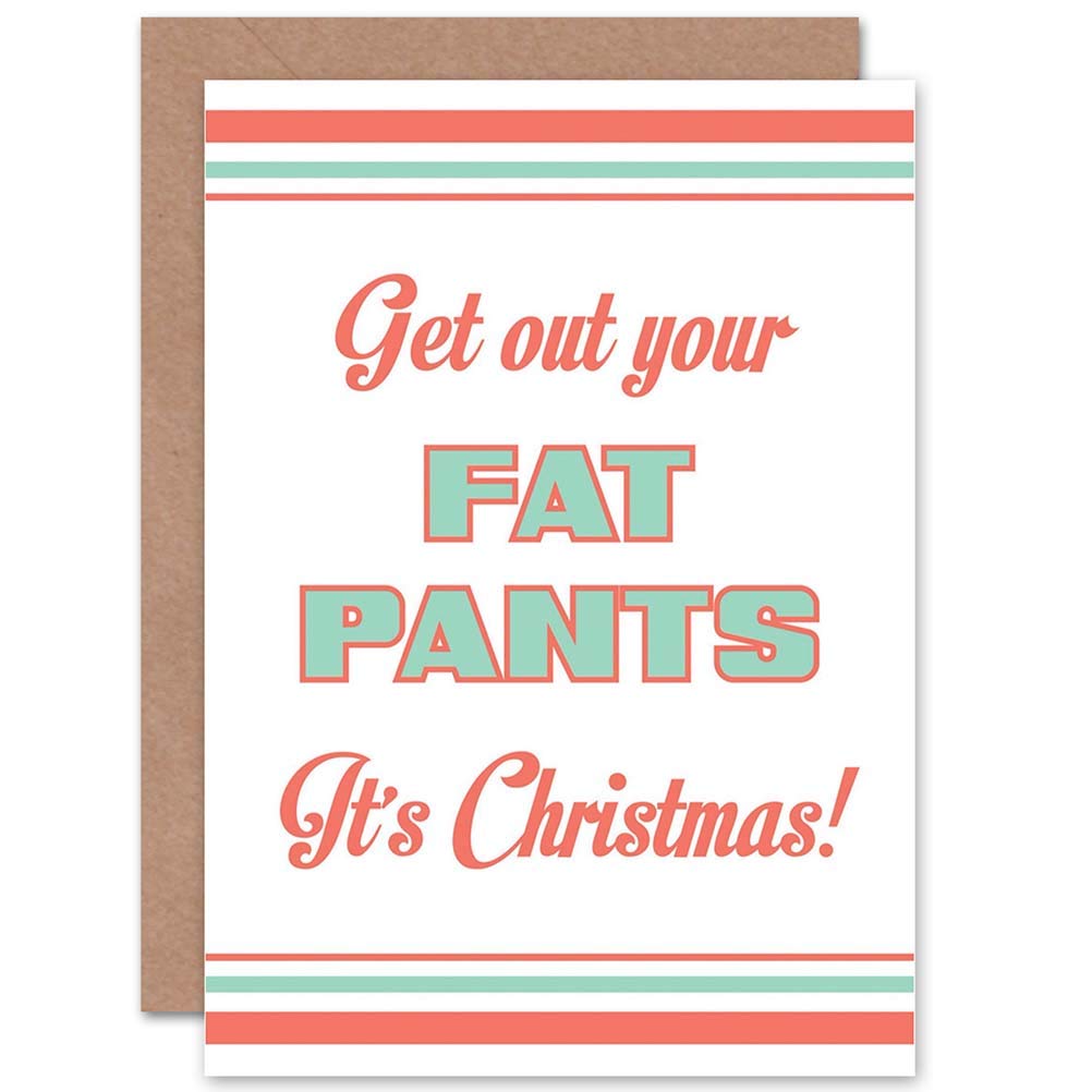 Wee Blue Coo CARD CHRISTMAS XMAS MERRY FAT PANTS FUN PRESENT GIFT