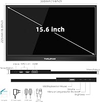 Thinlerain 15,6" Hordozható Érintőképernyős Monitor - Full HD IPS, USB-C/HDMI, 10-pontos Érintés, Beépített Hangszórók, PC/Laptop/Telefon Ko 7