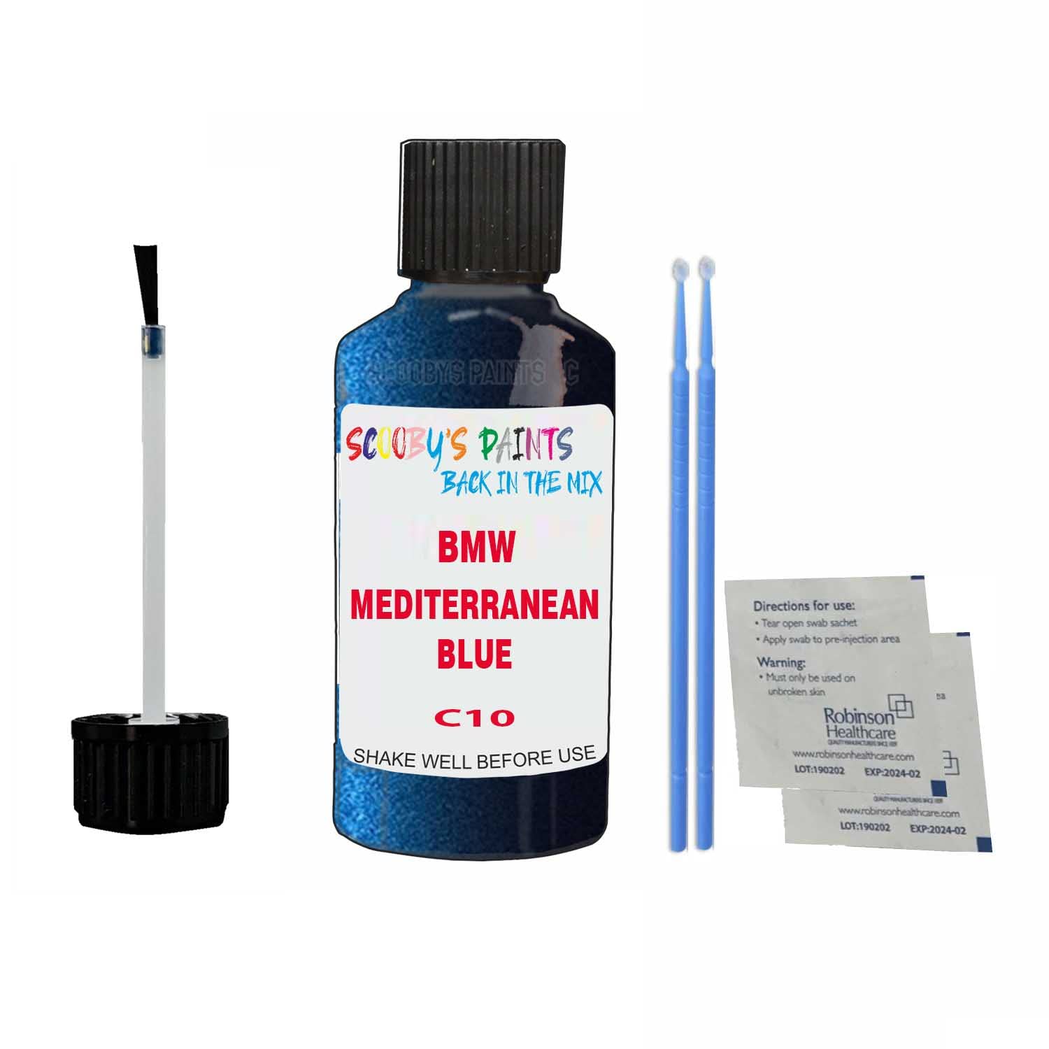 Scoobys Paints Back In The Mix Mediterranean Blue Touch Up Paint For Bmw X1 C10 2014-2022 30Ml Bottle Brush Scratch Stone Chip Repair Pen