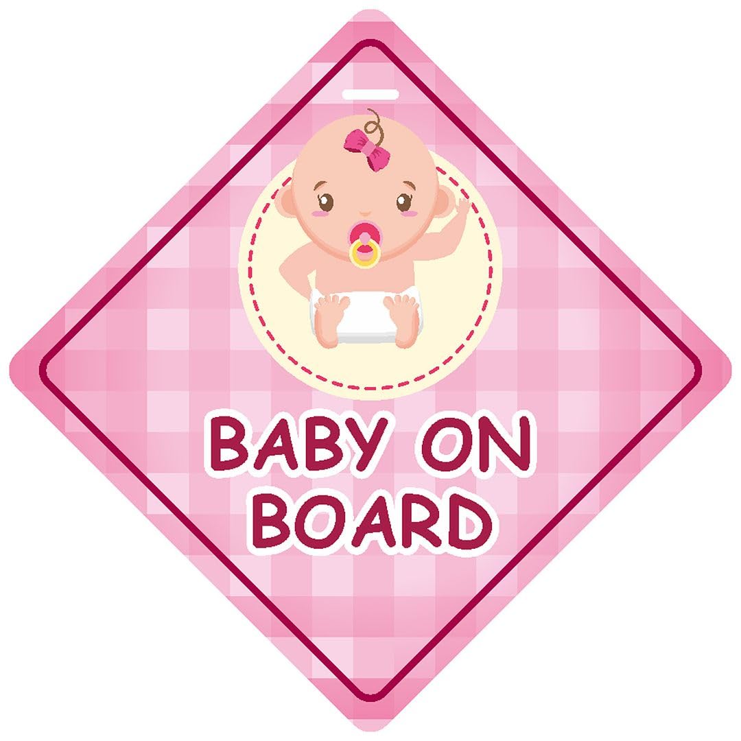 CVANU 2pcs Baby on Board Laminated Kids Safety Vinyl Sticker with 2 Suction Cup for Car Drivers (7.3inX7.3in)_R1-3-image-44