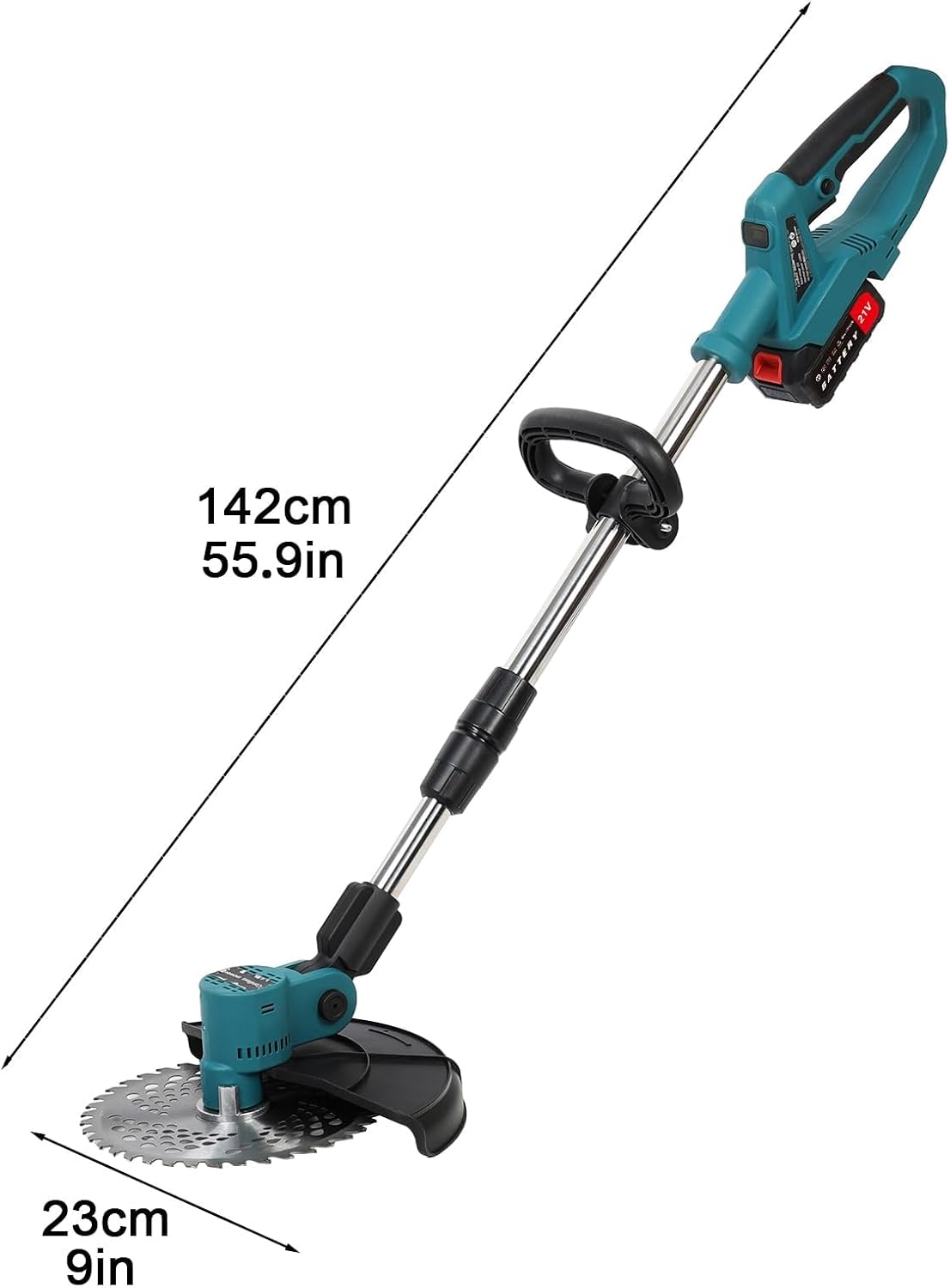Dimensions of the Smalibal 9-inch electric weed trimmer