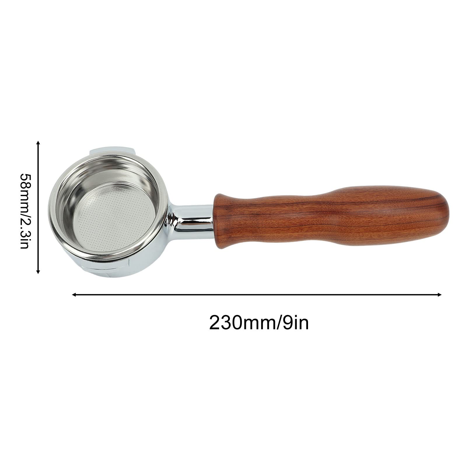 Portafiltro de café 58 mm E61 Filtro sin fondo de una sola capa con cesta de aleación de aluminio de 2 orejas y portafiltro de mano con mango de madera maciza (plástico C2 negro) ( Color : D Redwood )