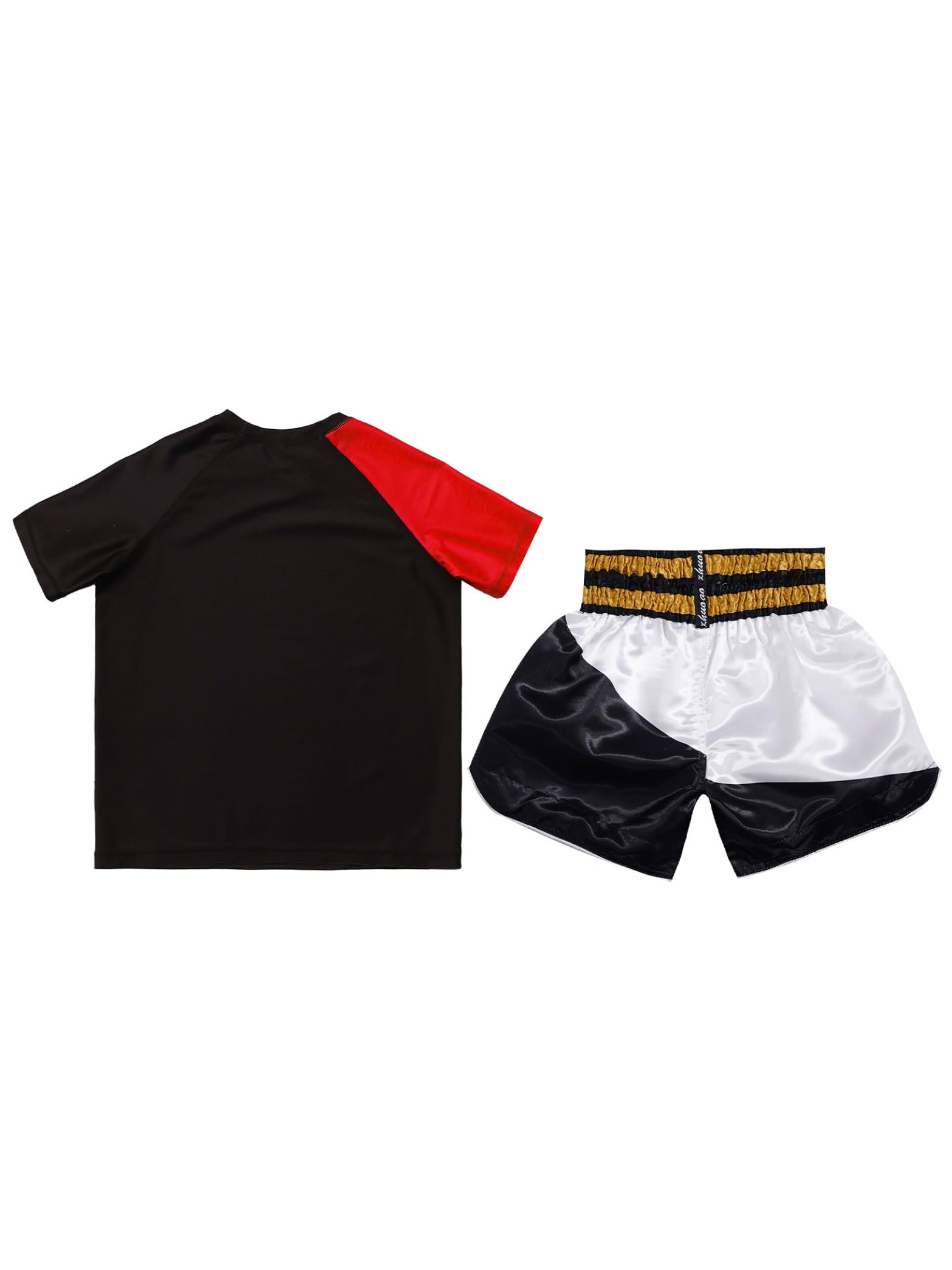 Ensemble de Boxe Muay Thai Enfant Garçon Hauts de Boxeur Short de Sport Entraînement Survêtements 5-16 Ans