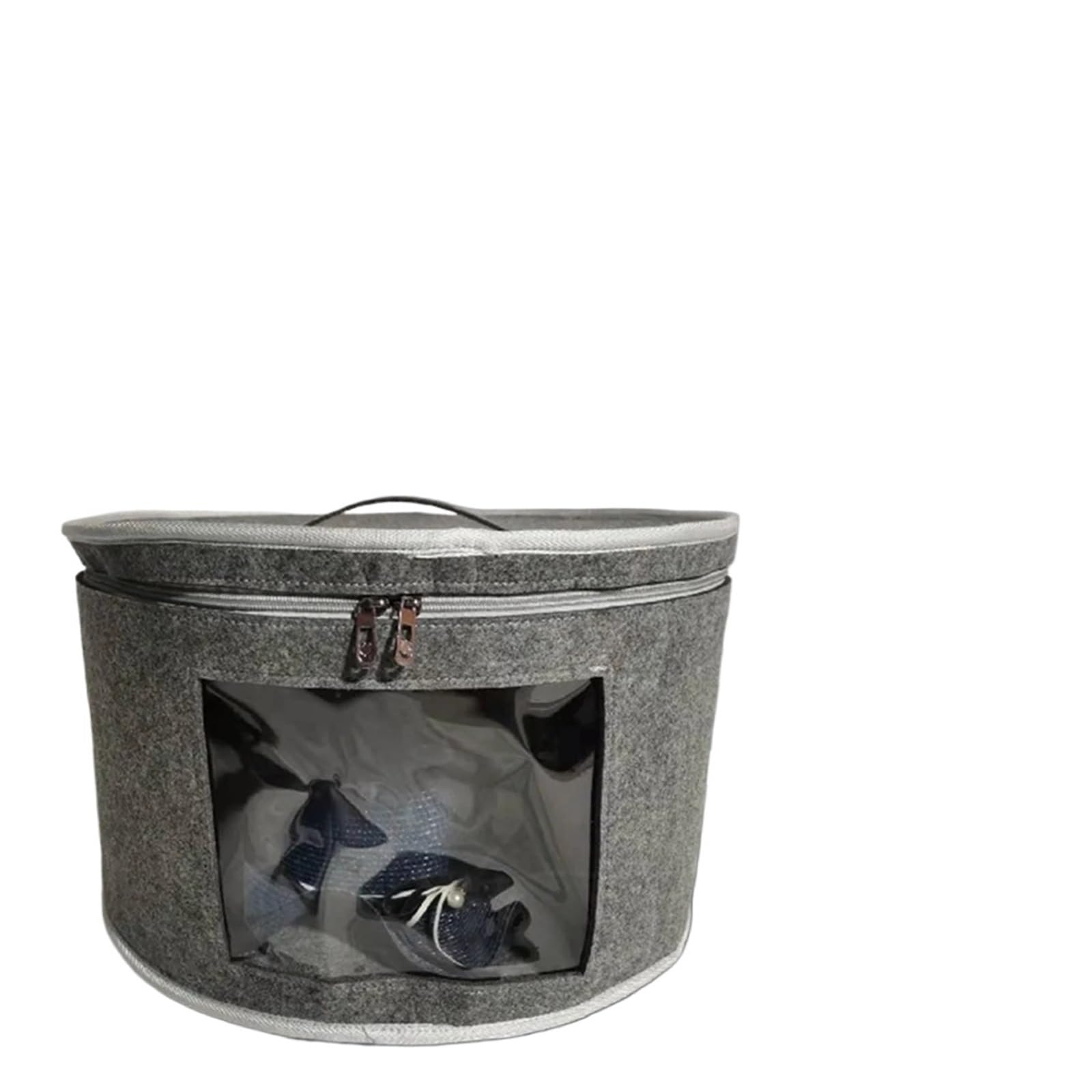 PPQIRU Hat Box Organizer Round Travel Boxes Foldable Storage Bag with Lid Large For Organization(Grey)