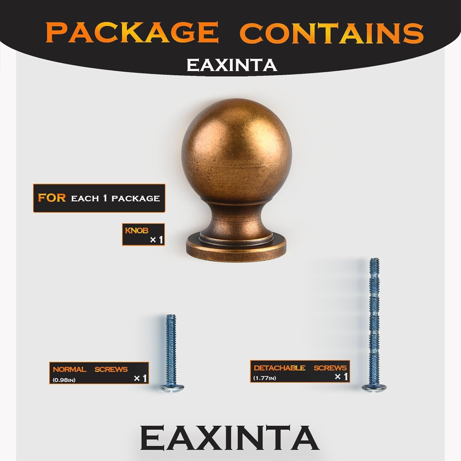 10 Pack Cabinet Knobs, Round Ball Vintage Antique Brass Cabinet Pulls, Single Hole Hardware Zinc Alloy Handles Bathroom Dresser Knob Kitchen Cabinets Drawer Knobs