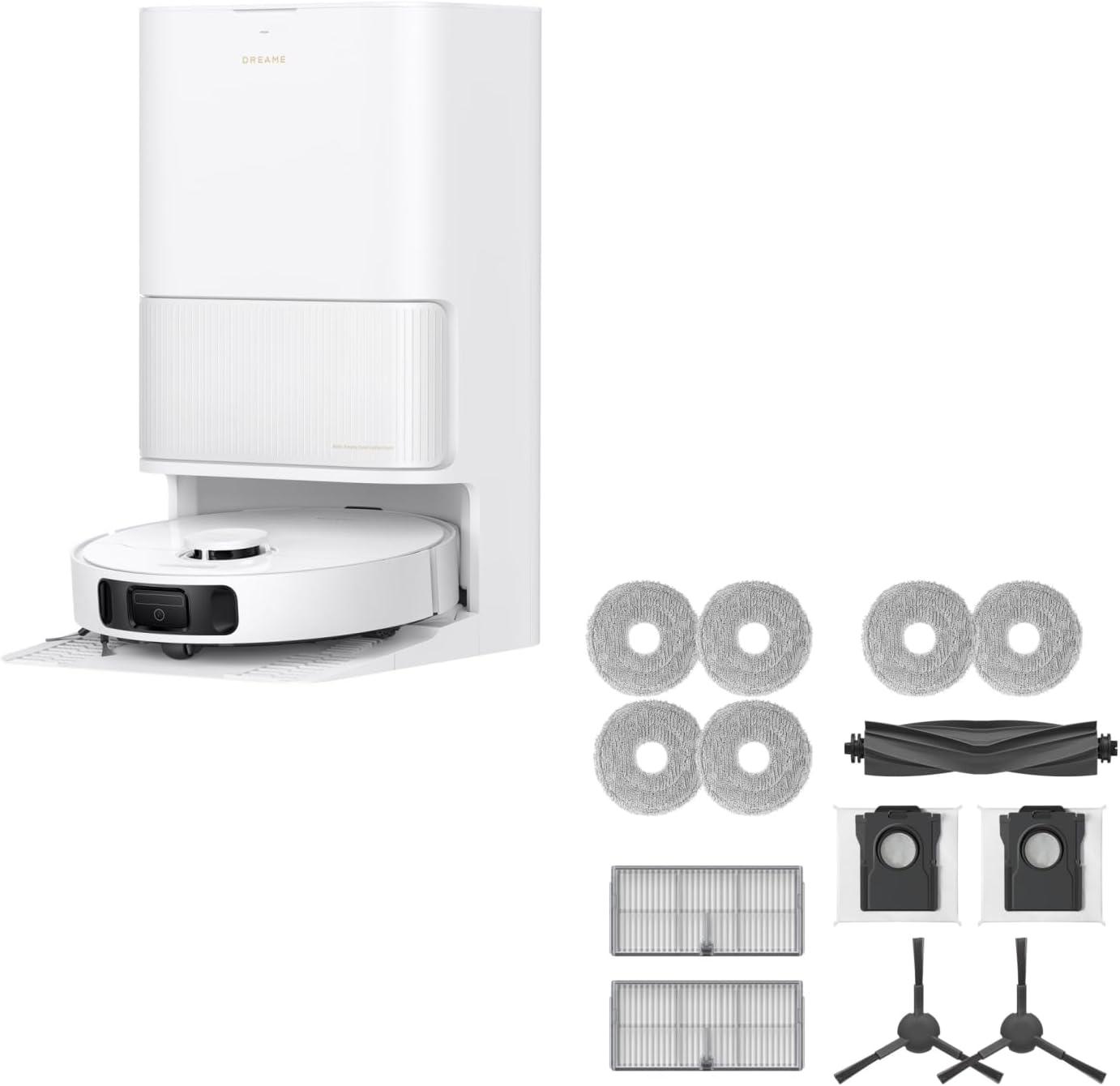 DREAME L40s Ultra CE Robot Vacuum Cleaner (White) and Accessories Kit