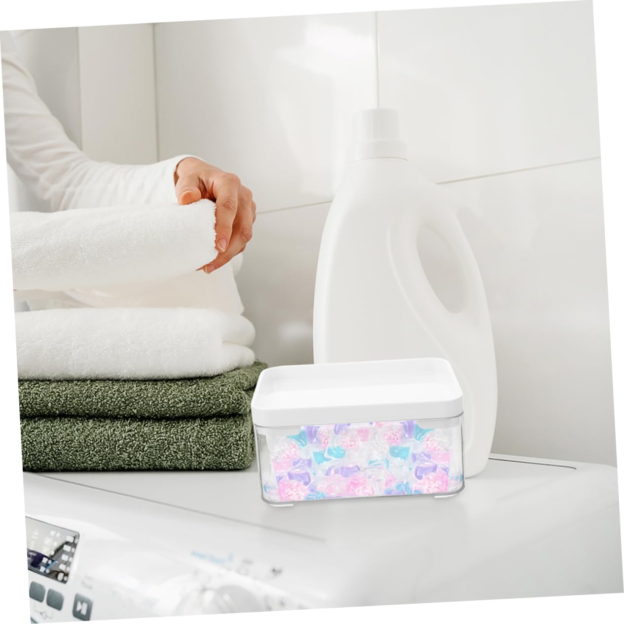 2pcs Laundry Bead Storage Box Lid Dryer Sheet Dispenser Laundry Storage Organizer for Detergent Soap