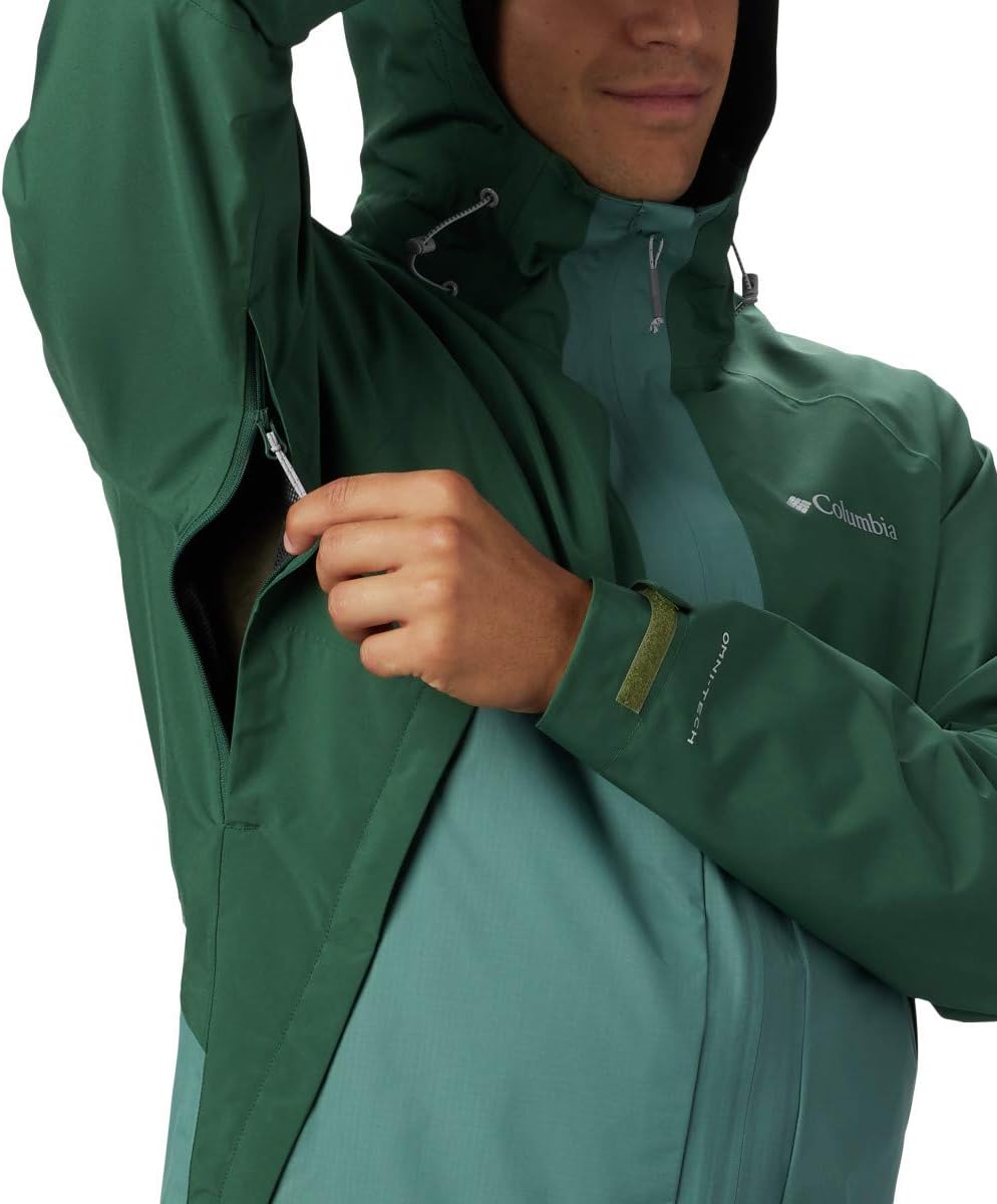 Columbia Men's Evolution Valley Rain Jacket Thyme Green/Rain Forest Medium